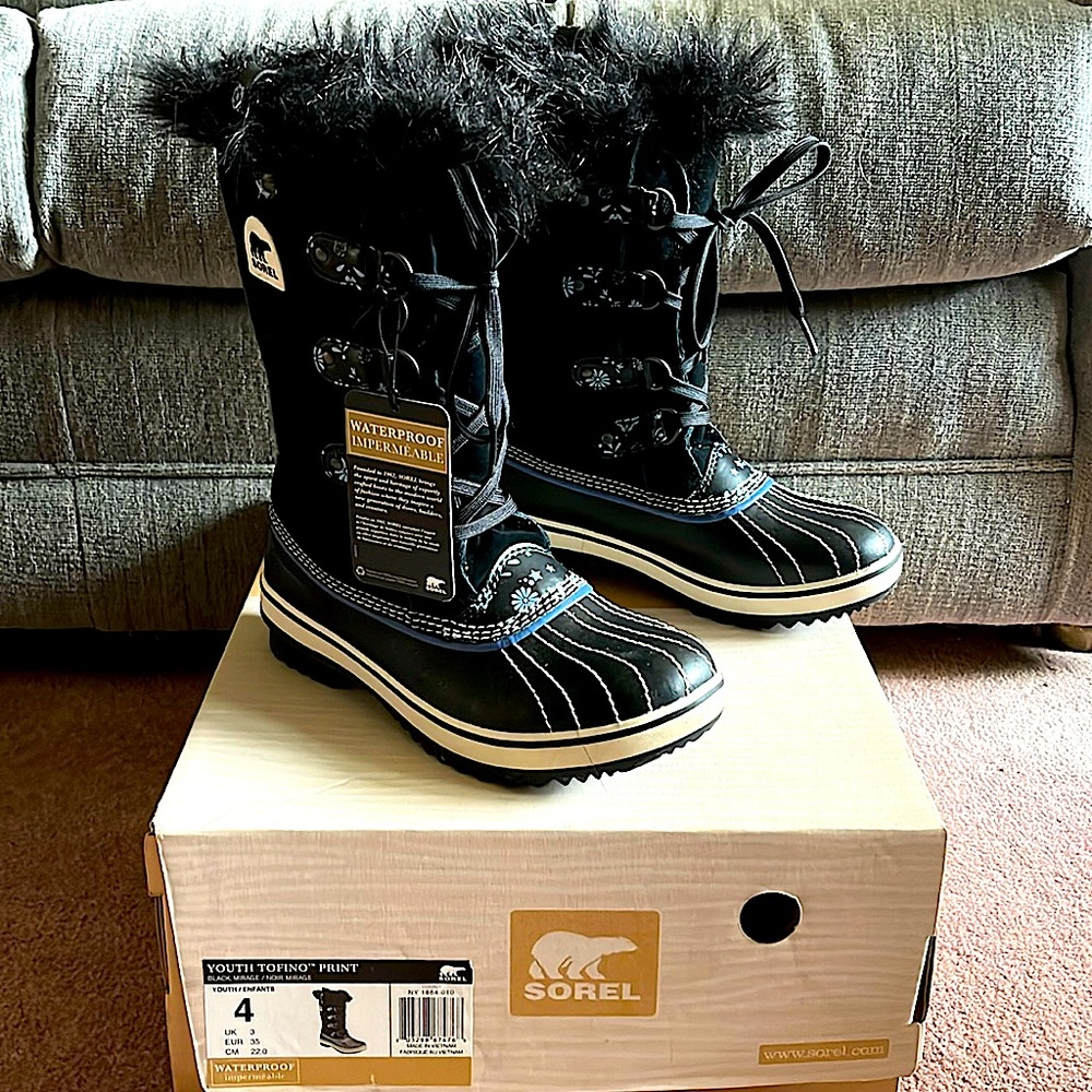 Sorrel Youth Tofino Print Waterproof Boots